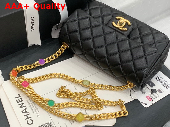 Chanel Flap Bag Lambskin Resin and Gold Tone Metal Black AS2380 Replica