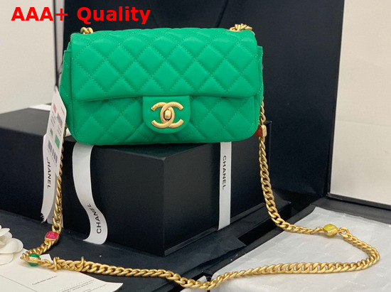 Chanel Flap Bag Lambskin Resin and Gold Tone Metal Green AS2380 Replica