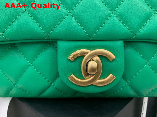 Chanel Flap Bag Lambskin Resin and Gold Tone Metal Green AS2380 Replica