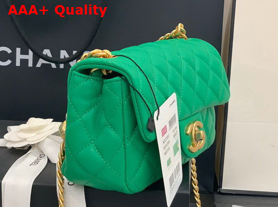 Chanel Flap Bag Lambskin Resin and Gold Tone Metal Green AS2380 Replica