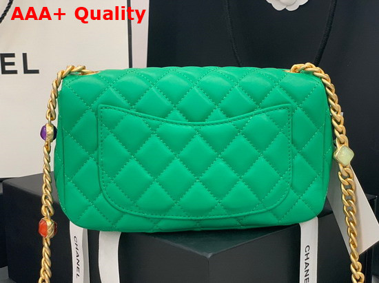 Chanel Flap Bag Lambskin Resin and Gold Tone Metal Green AS2380 Replica