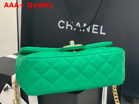 Chanel Flap Bag Lambskin Resin and Gold Tone Metal Green AS2380 Replica