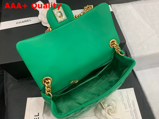 Chanel Flap Bag Lambskin Resin and Gold Tone Metal Green AS2380 Replica