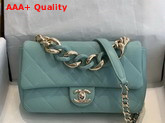 Chanel Flap Bag Lambskin Resin and Gold Tone Metal Light Blue AS1353 Replica