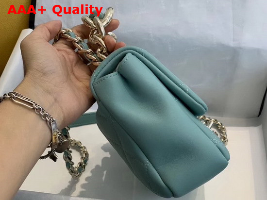 Chanel Flap Bag Lambskin Resin and Gold Tone Metal Light Blue AS1353 Replica