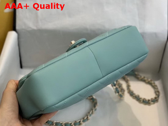 Chanel Flap Bag Lambskin Resin and Gold Tone Metal Light Blue AS1353 Replica