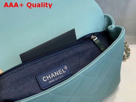 Chanel Flap Bag Lambskin Resin and Gold Tone Metal Light Blue AS1353 Replica