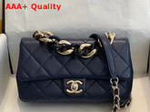 Chanel Flap Bag Lambskin Resin and Gold Tone Metal Navy Blue AS1353 Replica