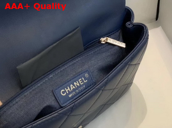 Chanel Flap Bag Lambskin Resin and Gold Tone Metal Navy Blue AS1353 Replica