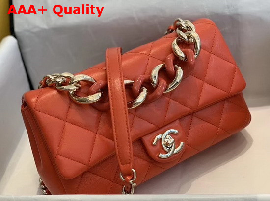 Chanel Flap Bag Lambskin Resin and Gold Tone Metal Orange AS1353 Replica