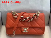 Chanel Flap Bag Lambskin Resin and Gold Tone Metal Orange AS1353 Replica