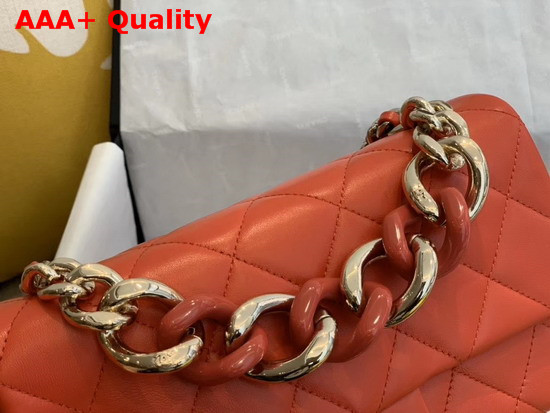 Chanel Flap Bag Lambskin Resin and Gold Tone Metal Orange AS1353 Replica