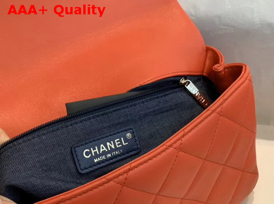 Chanel Flap Bag Lambskin Resin and Gold Tone Metal Orange AS1353 Replica