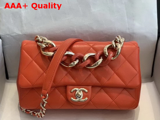 Chanel Flap Bag Lambskin Resin and Gold Tone Metal Orange AS1353 Replica