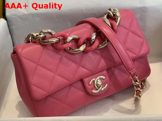 Chanel Flap Bag Lambskin Resin and Gold Tone Metal Pink AS1353 Replica