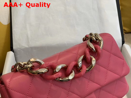 Chanel Flap Bag Lambskin Resin and Gold Tone Metal Pink AS1353 Replica