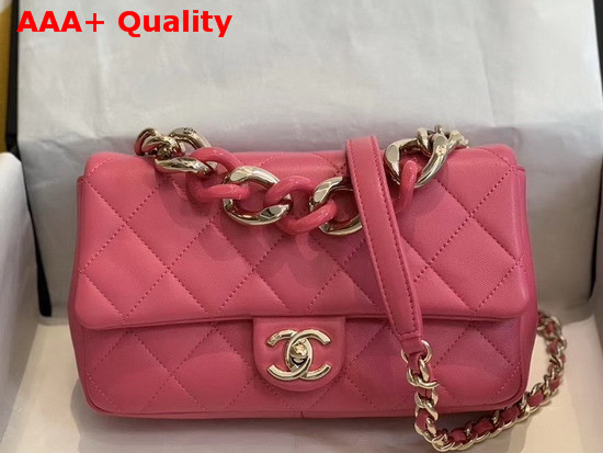 Chanel Flap Bag Lambskin Resin and Gold Tone Metal Pink AS1353 Replica