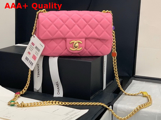 Chanel Flap Bag Lambskin Resin and Gold Tone Metal Pink AS2380 Replica