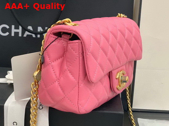 Chanel Flap Bag Lambskin Resin and Gold Tone Metal Pink AS2380 Replica