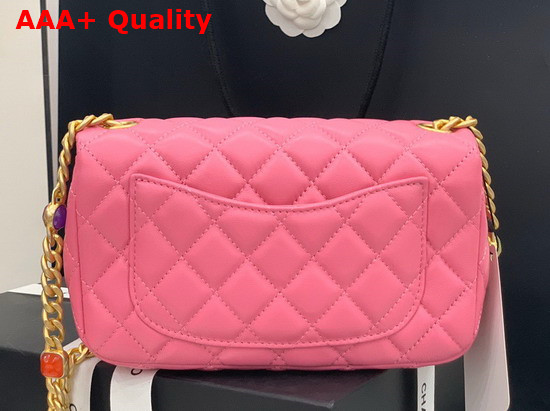 Chanel Flap Bag Lambskin Resin and Gold Tone Metal Pink AS2380 Replica