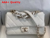 Chanel Flap Bag Lambskin Resin and Gold Tone Metal White AS1353 Replica