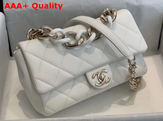 Chanel Flap Bag Lambskin Resin and Gold Tone Metal White AS1353 Replica