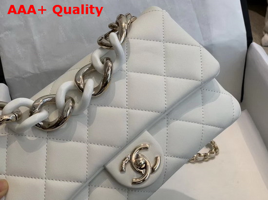 Chanel Flap Bag Lambskin Resin and Gold Tone Metal White AS1353 Replica