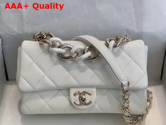 Chanel Flap Bag Lambskin Resin and Gold Tone Metal White AS1353 Replica