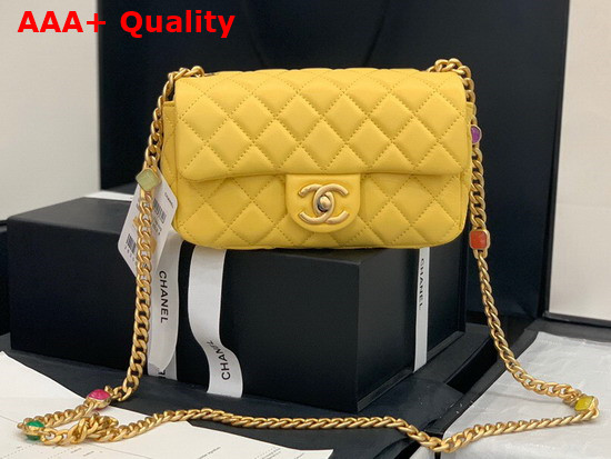 Chanel Flap Bag Lambskin Resin and Gold Tone Metal Yellow AS2380 Replica