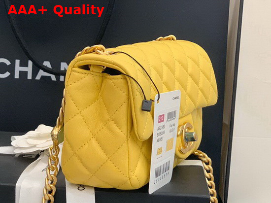 Chanel Flap Bag Lambskin Resin and Gold Tone Metal Yellow AS2380 Replica