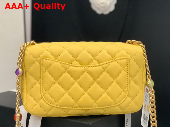 Chanel Flap Bag Lambskin Resin and Gold Tone Metal Yellow AS2380 Replica