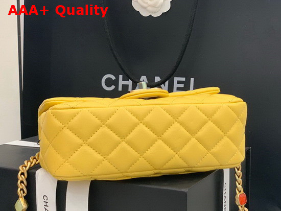 Chanel Flap Bag Lambskin Resin and Gold Tone Metal Yellow AS2380 Replica