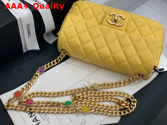 Chanel Flap Bag Lambskin Resin and Gold Tone Metal Yellow AS2380 Replica