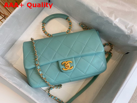 Chanel Flap Bag Lambskin and Gold Metal Blue AS1358 Replica