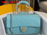 Chanel Flap Bag Lambskin and Gold Metal Blue AS1358 Replica