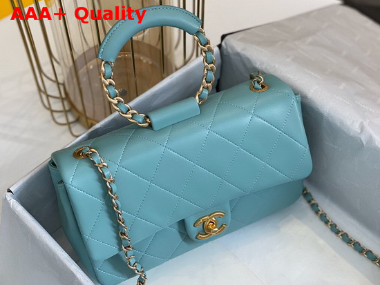 Chanel Flap Bag Lambskin and Gold Metal Blue AS1358 Replica