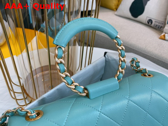 Chanel Flap Bag Lambskin and Gold Metal Blue AS1358 Replica