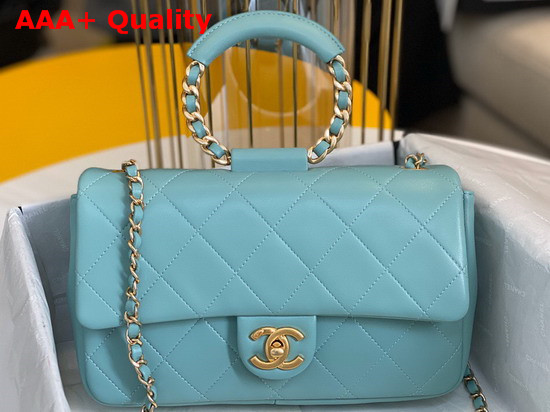 Chanel Flap Bag Lambskin and Gold Metal Blue AS1358 Replica