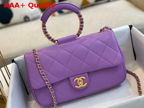 Chanel Flap Bag Lambskin and Gold Metal Light Purple AS1358 Replica