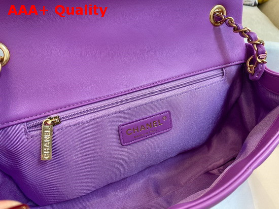 Chanel Flap Bag Lambskin and Gold Metal Light Purple AS1358 Replica