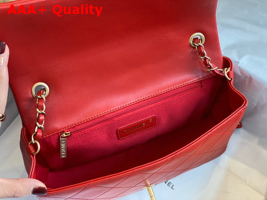 Chanel Flap Bag Lambskin and Gold Metal Red AS1358 Replica