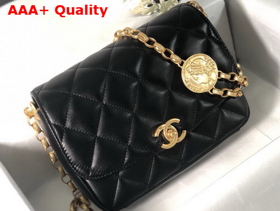 Chanel Flap Bag Lambskin and Gold Tone Metal Black AS2222 Replica