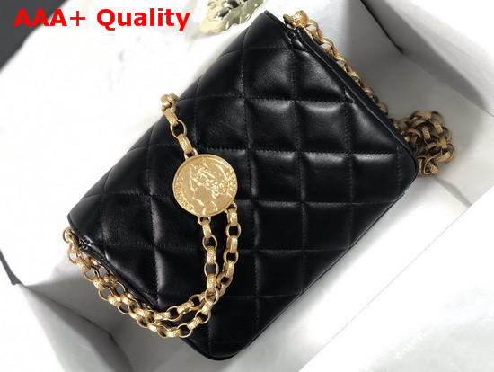 Chanel Flap Bag Lambskin and Gold Tone Metal Black AS2222 Replica