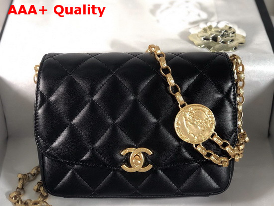 Chanel Flap Bag Lambskin and Gold Tone Metal Black AS2222 Replica