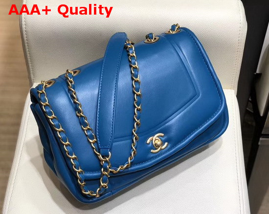 Chanel Flap Bag Lambskin and Gold Tone Metal Blue AS1178 Replica