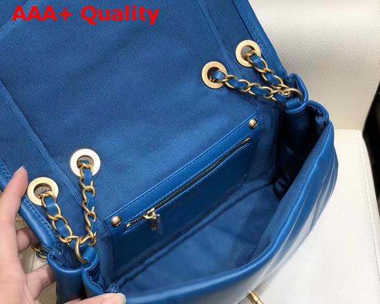 Chanel Flap Bag Lambskin and Gold Tone Metal Blue AS1178 Replica