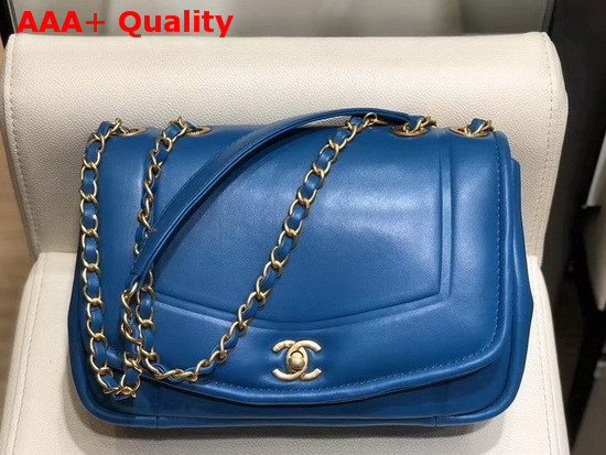 Chanel Flap Bag Lambskin and Gold Tone Metal Blue AS1178 Replica