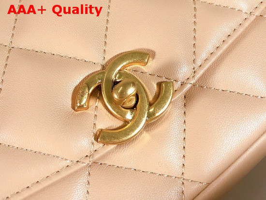 Chanel Flap Bag Lambskin and Gold Tone Metal Ecru AS2222 Replica