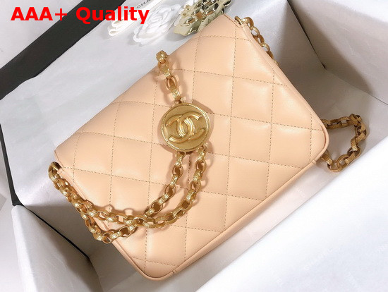 Chanel Flap Bag Lambskin and Gold Tone Metal Ecru AS2222 Replica