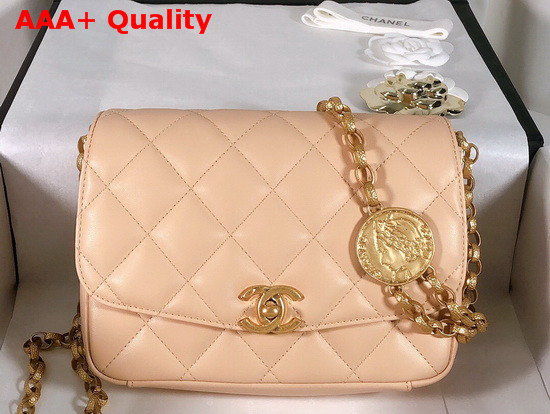 Chanel Flap Bag Lambskin and Gold Tone Metal Ecru AS2222 Replica